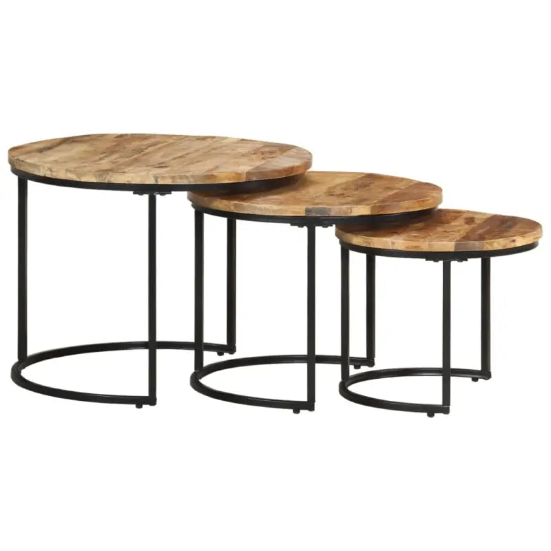 Salontafels set van massief acaciahout voor elegante interieurs - Ø 40 x 34 cm / 3 / massief mangohout - Salontafels