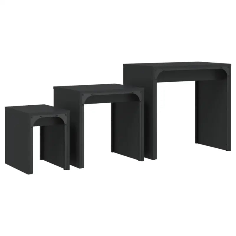 Salontafelset met bewerkt hout en metalen frame voor kleine ruimtes - Salontafels