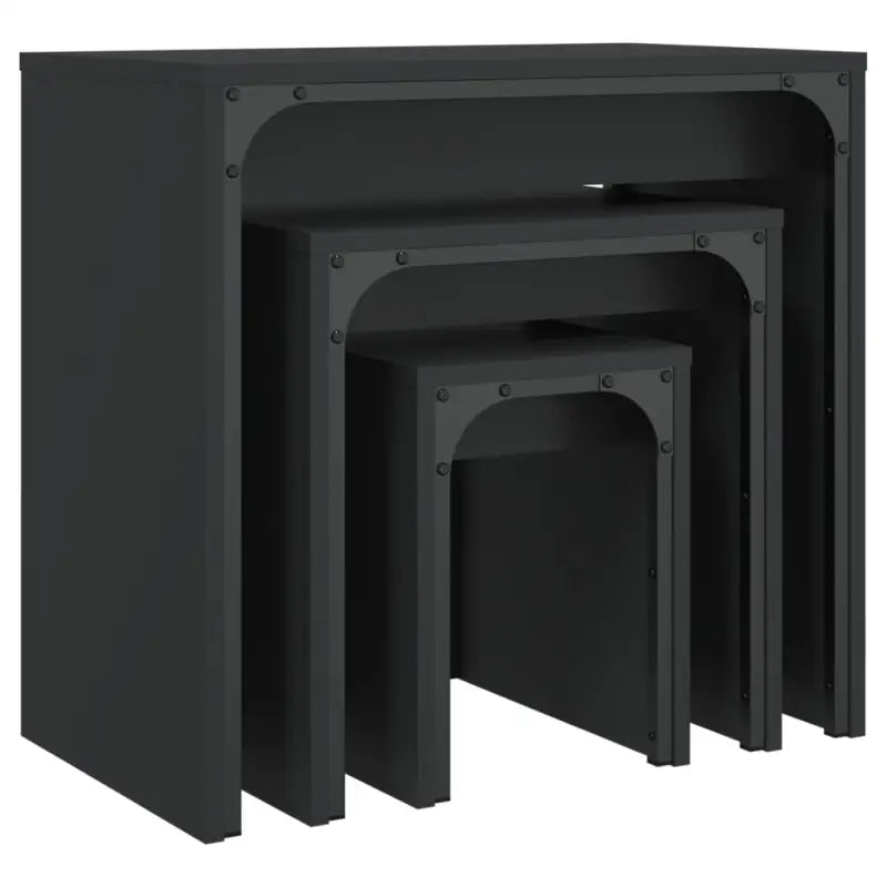 Salontafelset met bewerkt hout en metalen frame voor kleine ruimtes - Salontafels