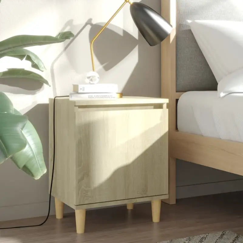 Scandinavisch nachtkastje met houten poten en omkeerbare opening - Sonoma eiken / 1 - Nachtkastjes