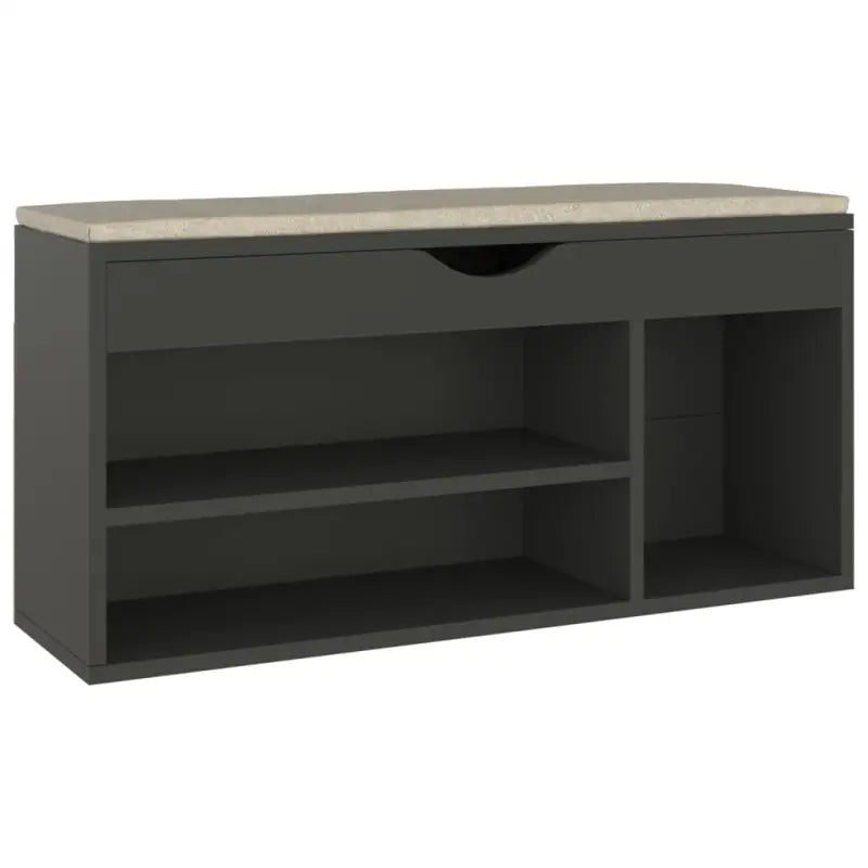 Schoenenrek met bewerkt hout en comfortabele zitbank - Grijs / 1 - Schoenenrekken