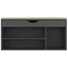 Schoenenrek met bewerkt hout en comfortabele zitbank - Grijs / 1 - Schoenenrekken