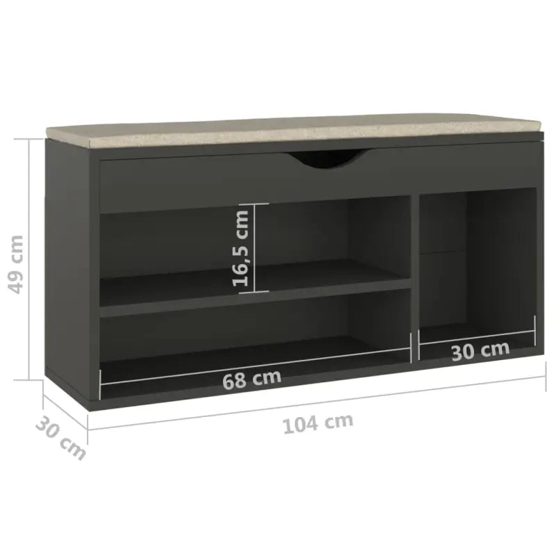 Schoenenrek met bewerkt hout en comfortabele zitbank - Grijs / 1 - Schoenenrekken