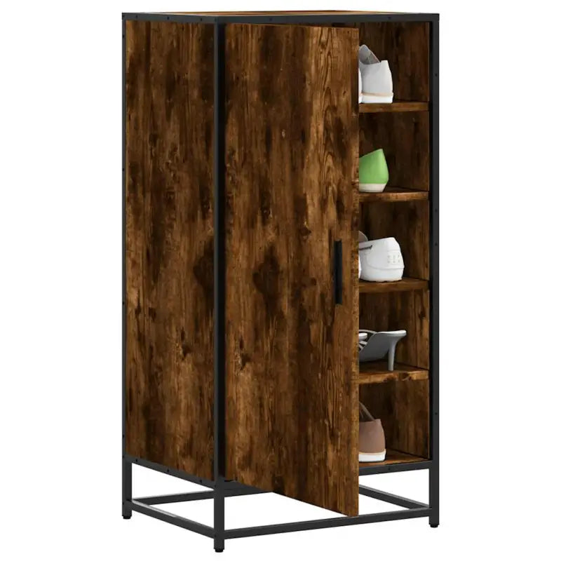 Schoenenrek met bewerkt hout voor een georganiseerde en stijlvolle ruimte - Gerookt eiken / 1 - Schoenenrekken