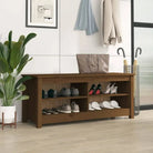 Schoenenrek van massief grenenhout met stabiel blad in trendy ontwerp - Honingbruin / 1 / 110 cm - Schoenenrekken