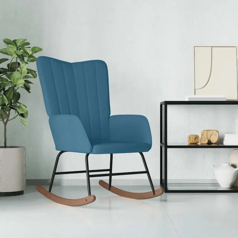 Schommelstoel met fluweel en comfortabel zitcomfort - Blauw / 1 / Zonder voetensteun - Schommelstoelen