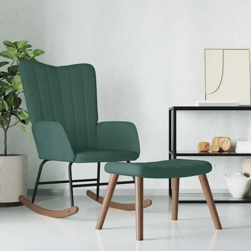 Schommelstoel met fluweel en comfortabel zitcomfort - Donkergroen / 1 / Met voetensteun - Schommelstoelen
