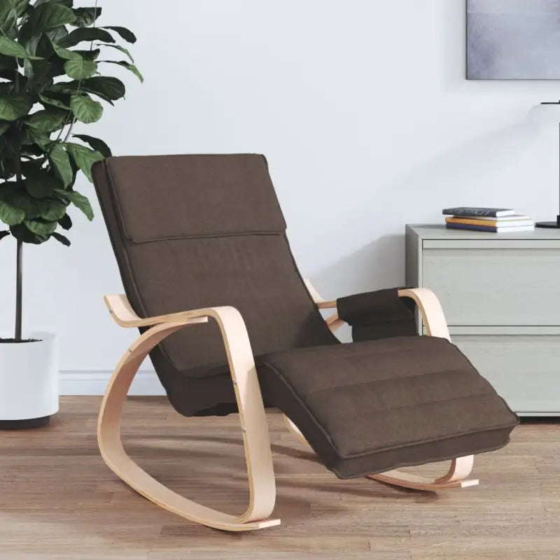 Schommelstoel met massief berkenhout voor ontspanning in huis - Donkerbruin / 1 - Schommelstoelen