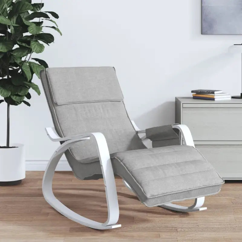 Schommelstoel met massief berkenhout voor ontspanning in huis - Lichtgrijs en wit / 1 - Schommelstoelen