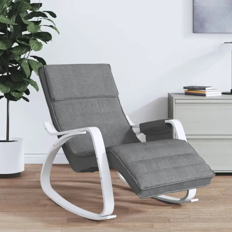 Schommelstoel met massief berkenhout voor ontspanning in huis - donkergrijs en wit / 1 - Schommelstoelen