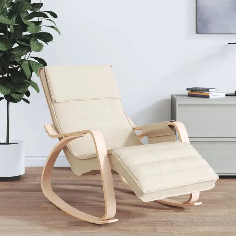 Schommelstoel met massief berkenhout voor ontspanning in huis - Crème / 1 - Schommelstoelen
