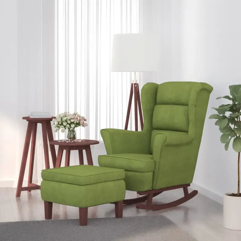 Schommelstoel met massief rubberwood poten voor stijl en comfort - Lichtgroen / 1 / Met voetensteun - Schommelstoelen