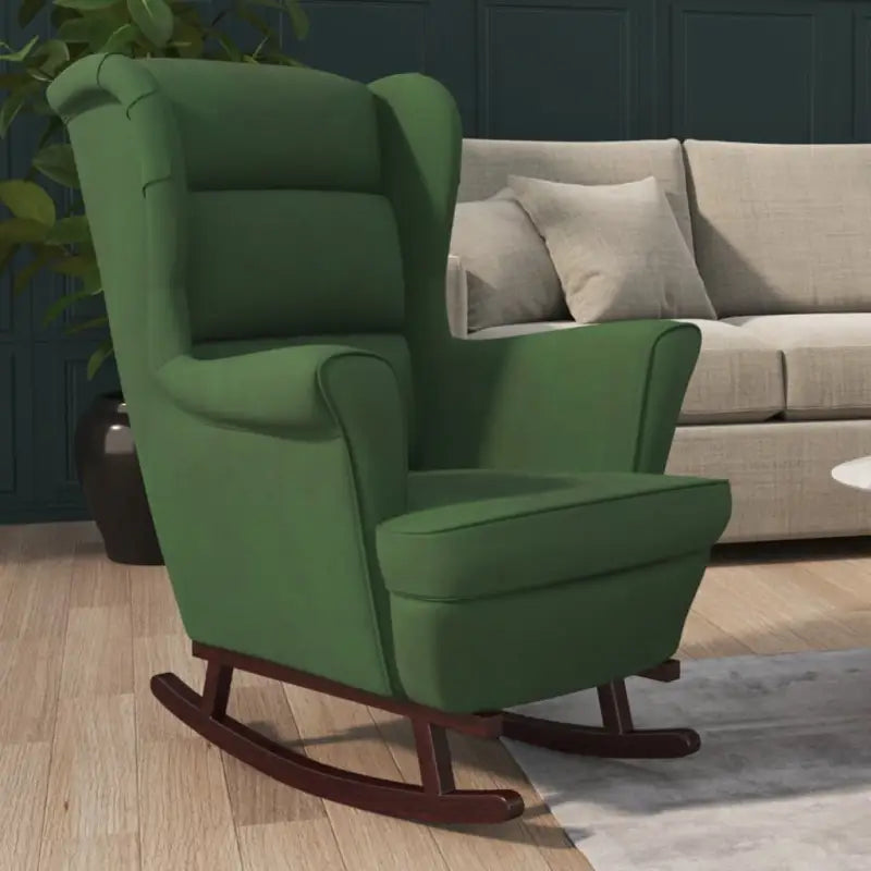 Schommelstoel met massief rubberwood poten voor stijl en comfort - Donkergroen / 1 / Zonder voetensteun