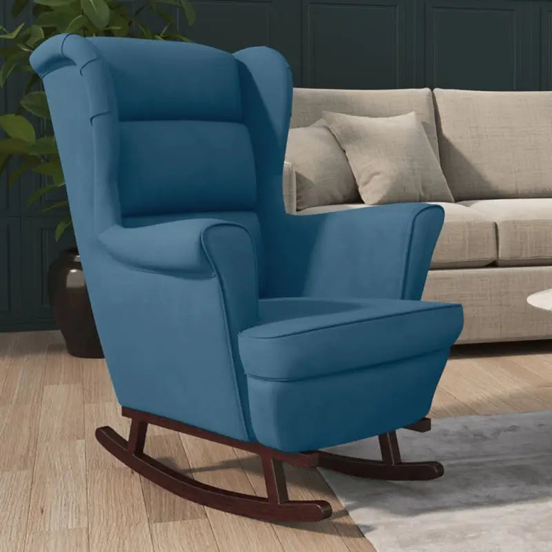 Schommelstoel met massief rubberwood poten voor stijl en comfort - Blauw / 1 / Zonder voetensteun - Schommelstoelen