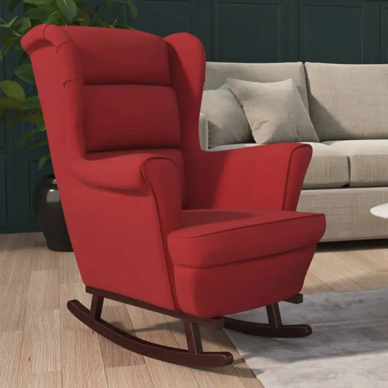Schommelstoel met massief rubberwood poten voor stijl en comfort - Wijnrood / 1 / Zonder voetensteun - Schommelstoelen