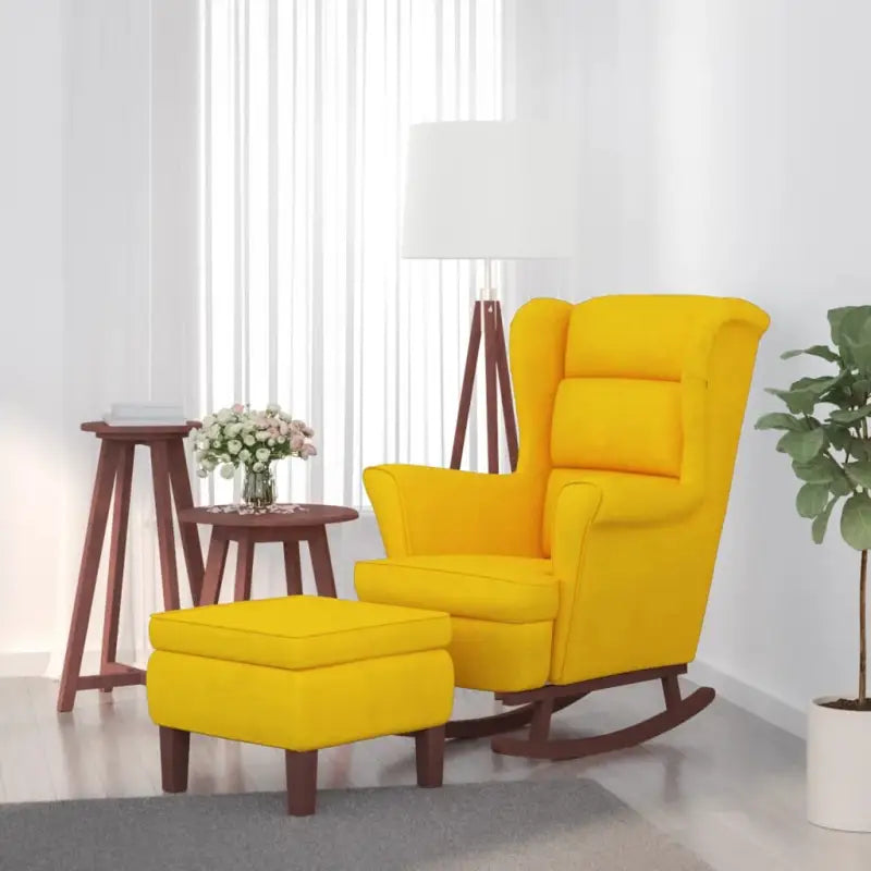 Schommelstoel met massief rubberwood poten voor stijl en comfort - Geel / 1 / Met voetensteun - Schommelstoelen