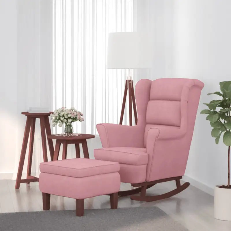 Schommelstoel met massief rubberwood poten voor stijl en comfort - Roze / 1 / Met voetensteun - Schommelstoelen