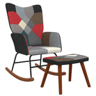 Schommelstoel met voetenbank en donker patchworkontwerp voor comfortabel zitten - Schommelstoelen