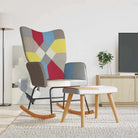 Schommelstoel met voetenbank en donker patchworkontwerp voor comfortabel zitten - Grijs / 1 / Met voetensteun