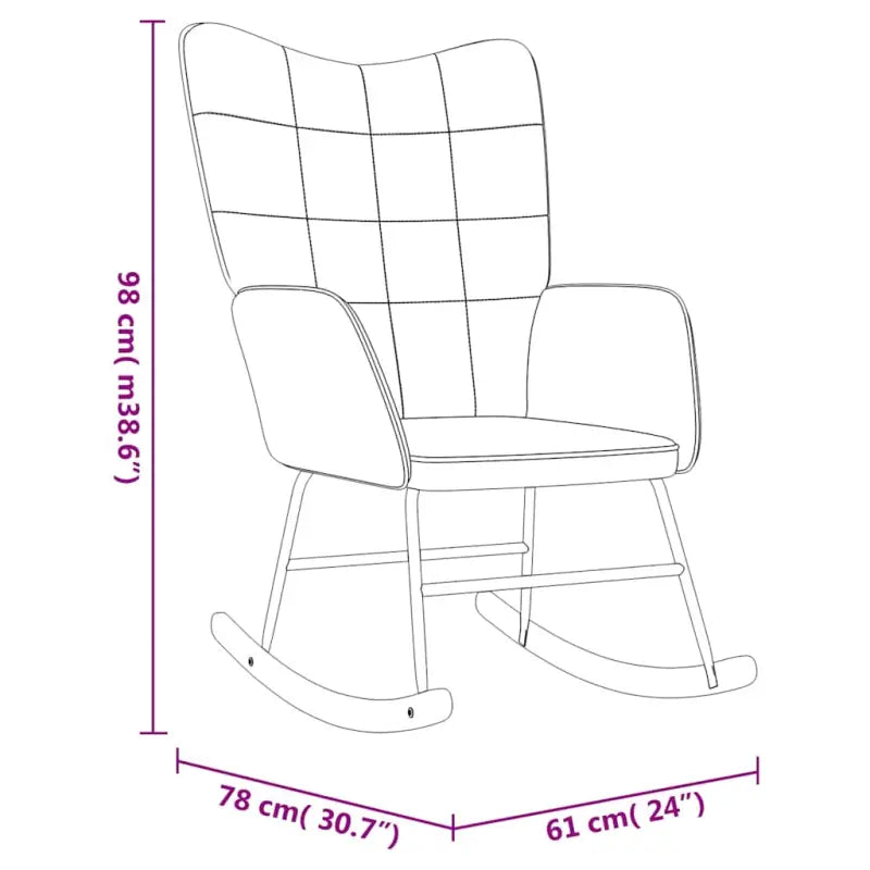 Schommelstoel met voetenbank in blokpatroon en fluwelen bekleding - Schommelstoelen