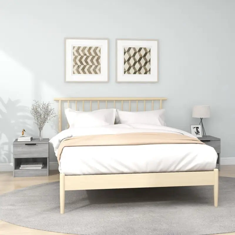 Set nachtkastjes van bewerkt hout in grijs sonoma met stevig blad - Grijs sonoma / 2 - Nachtkastjes