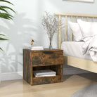 Set nachtkastjes van bewerkt hout in grijs sonoma met stevig blad - Gerookt eiken / 1 - Nachtkastjes