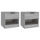 Set nachtkastjes van bewerkt hout in grijs sonoma met stevig blad - Nachtkastjes