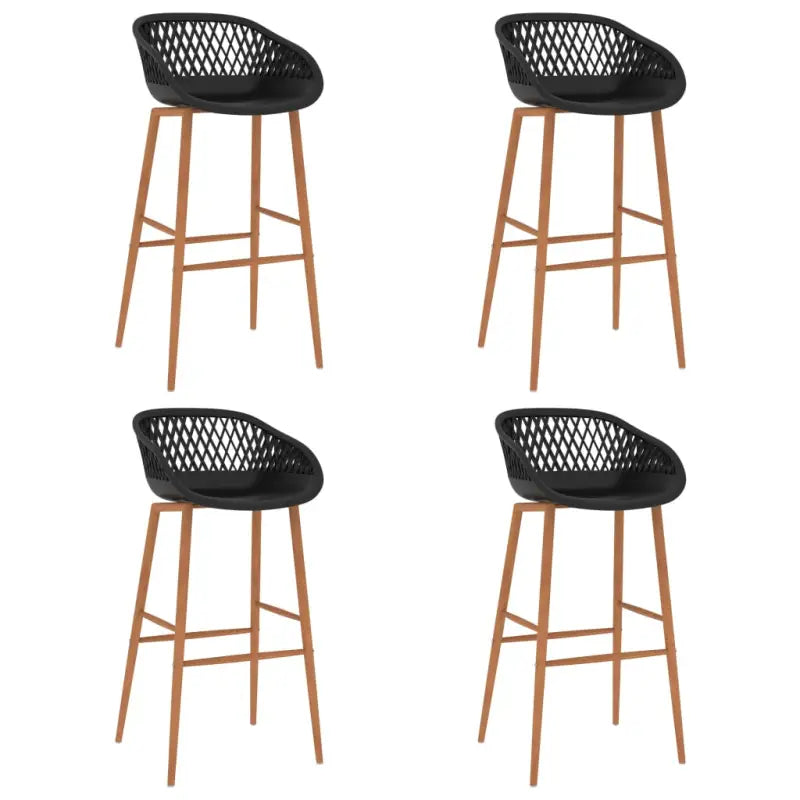 Set van 2 barstoelen met lage rugleuning voor in de keuken - Zwart en bruin / 4 - Barkrukken