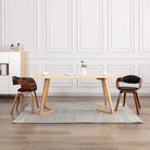 Set van 2 Eetkamerstoelen met Gebogen Hout en Soft Stoffen Bekleding - Donkerbruin en zwart / 2 - Eetkamerstoelen