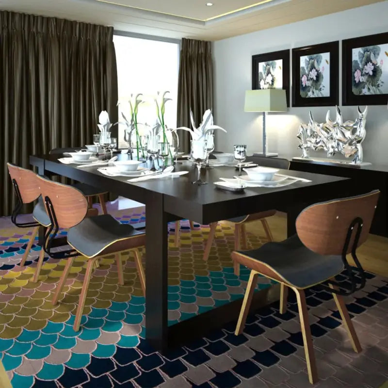 Set van 2 eetkamerstoelen met gebogen hout voor elke ruimte levering bevat - Zwart en donkerbruin / 6 - Eetkamerstoelen