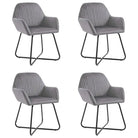 Set van 2 eetkamerstoelen met gepoedercoat stalen poten en fluweel - Grijs / 4 - Eetkamerstoelen