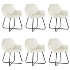 Set van 2 eetkamerstoelen met gepoedercoat stalen poten en fluweel - Crème / 6 - Eetkamerstoelen
