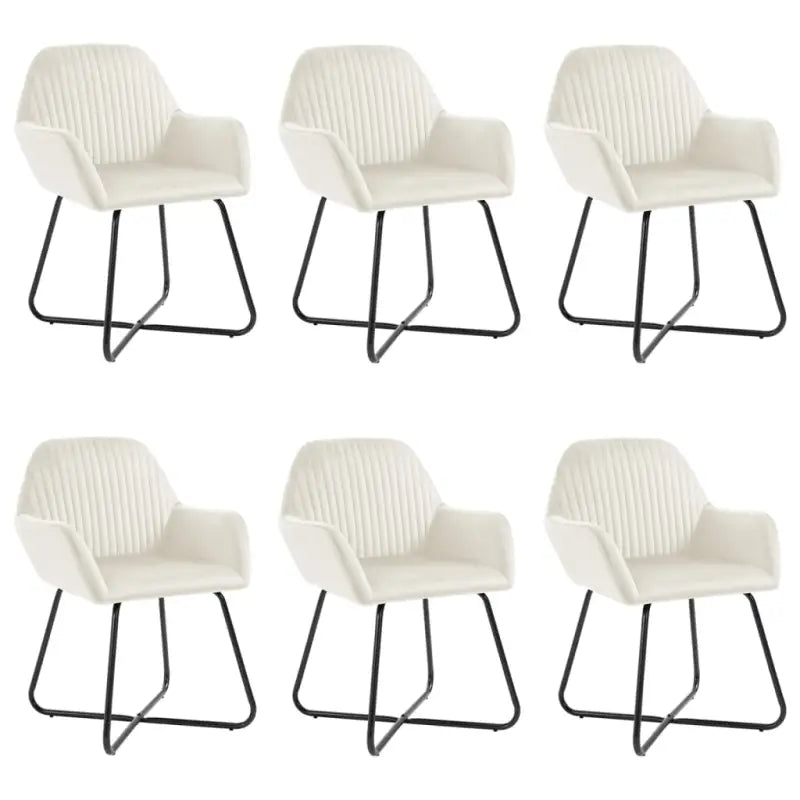 Set van 2 eetkamerstoelen met gepoedercoat stalen poten en fluweel - Crème / 6 - Eetkamerstoelen