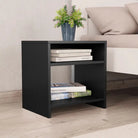 Set van 2 nachtkastjes van bewerkt hout met open vak en levering bevat - Zwart / 1 - Nachtkastjes