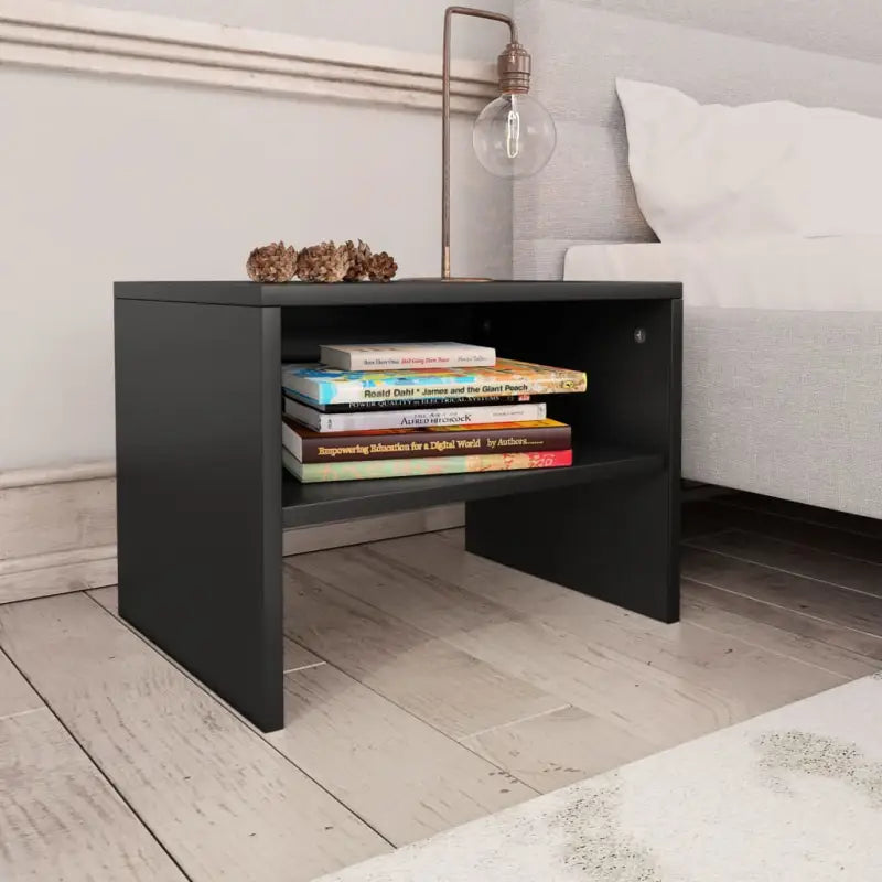 Set van 2 nachtkastjes van bewerkt hout met open vak en levering bevat - Zwart / 1 - Nachtkastjes