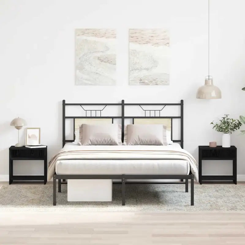 Set van 2 nachtkastjes van bewerkt hout met open vak en levering bevat - Zwart eiken / 2 - Nachtkastjes