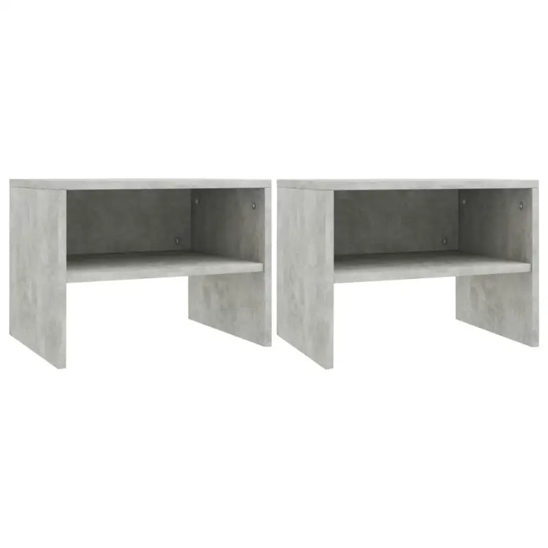 Set van 2 nachtkastjes van bewerkt hout met open vak en levering bevat - Betongrijs / 2 - Nachtkastjes