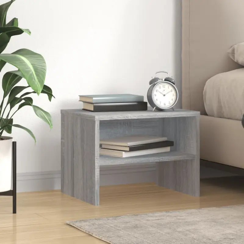 Set van 2 nachtkastjes van bewerkt hout met open vak en levering bevat - Grijs sonoma / 1 - Nachtkastjes