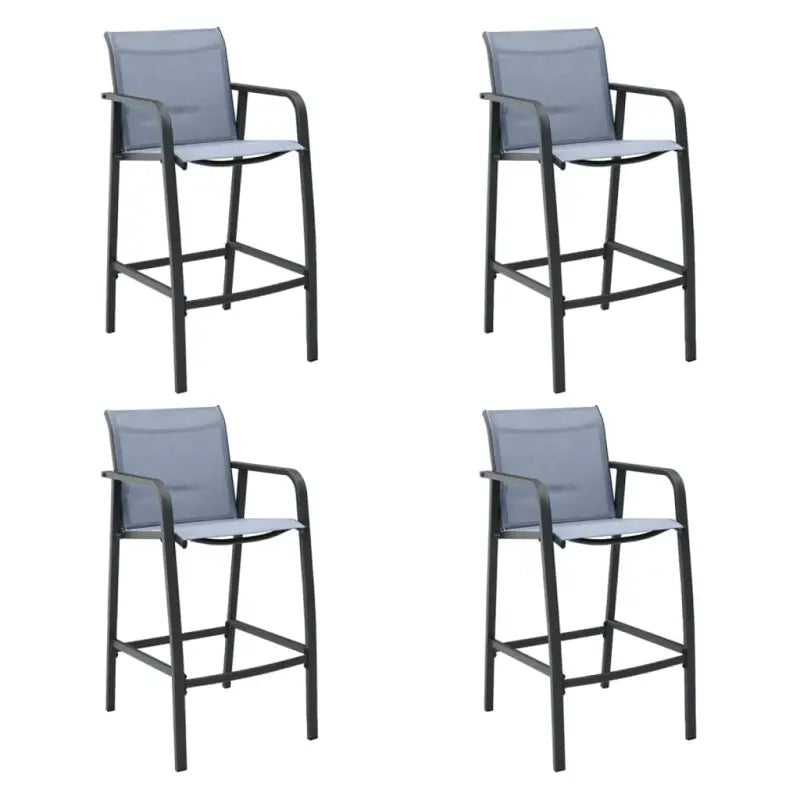Set van 4 tuinbarstoelen met stevig stalen frame - Grijs / 4 - Tuinstoelen