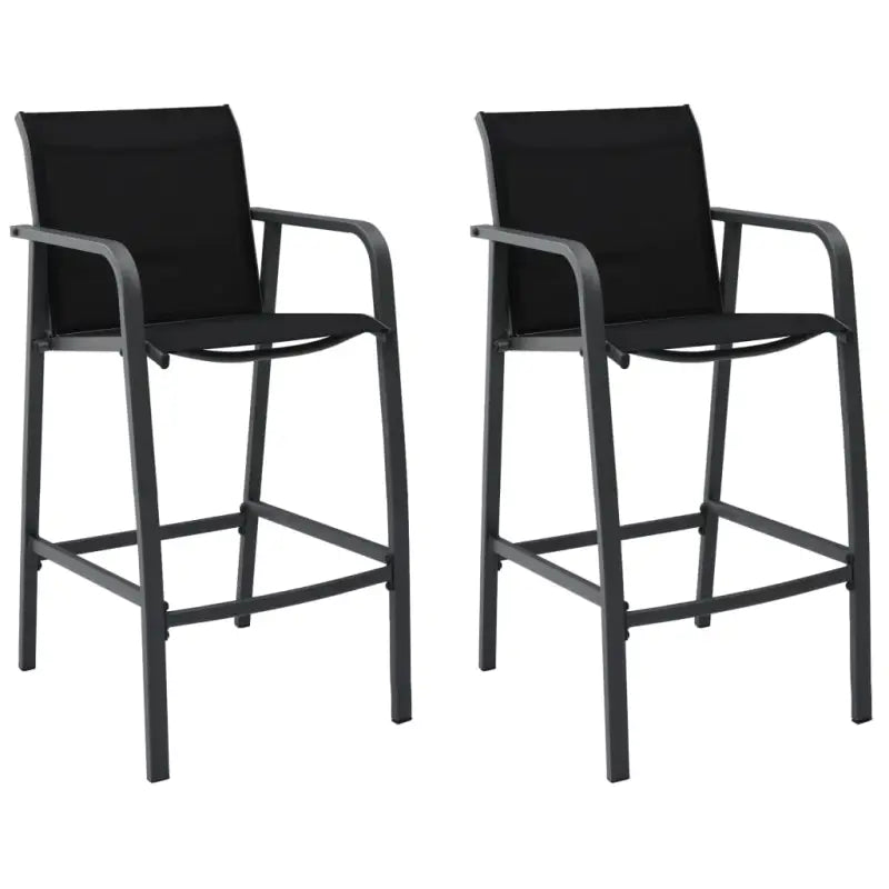 Set van 4 tuinbarstoelen met stevig stalen frame - Zwart / 2 - Tuinstoelen