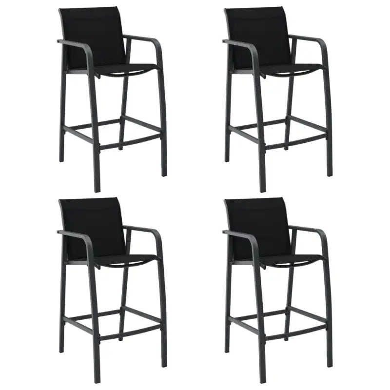 Set van 4 tuinbarstoelen met stevig stalen frame - Zwart / 4 - Tuinstoelen