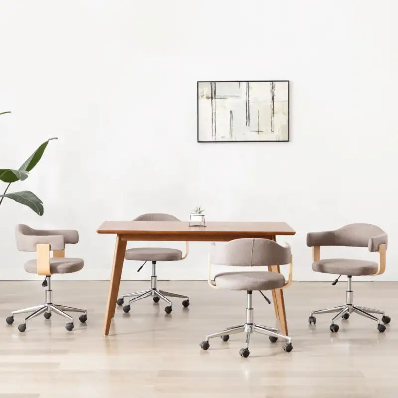 Set van 6 hoogte verstelbare draaibare eetkamerstoelen - Taupe / 4 - Eetkamerstoelen