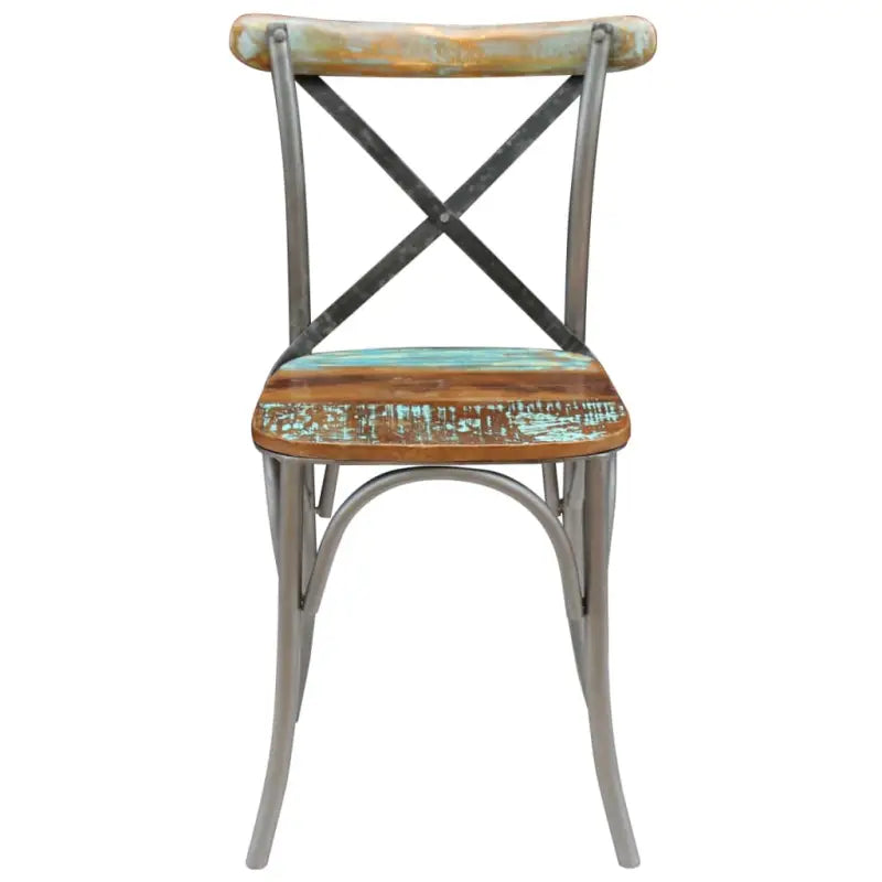 Set van twee antieke eetkamerstoelen van massief gerecycled hout - Eetkamerstoelen