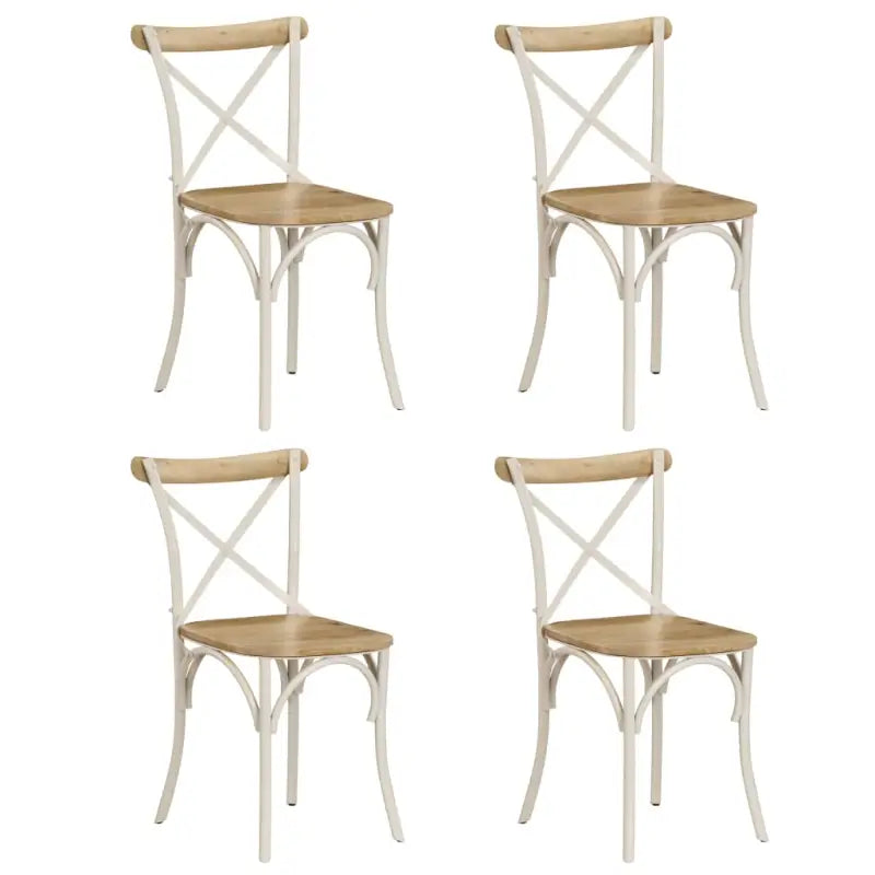 Set van twee antieke eetkamerstoelen van massief gerecycled hout - 4 / massief mangohout (wit frame) - Eetkamerstoelen