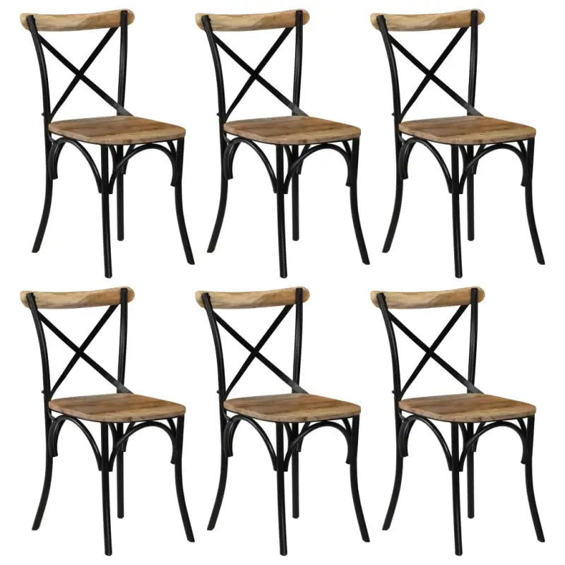 Set van twee antieke eetkamerstoelen van massief gerecycled hout - 6 / massief mangohout (zwart frame) - Eetkamerstoelen