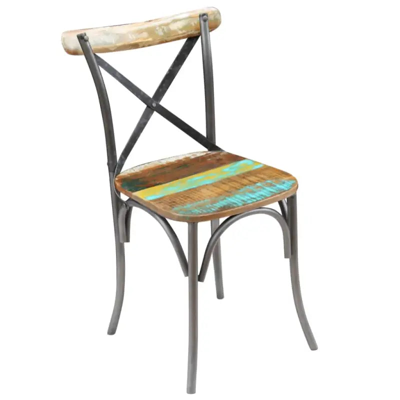 Set van twee antieke eetkamerstoelen van massief gerecycled hout - Eetkamerstoelen