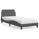 Slaap lekker met wit materiaal bed met multiplex lattenbodem en 22d PU-schuim - Grijs / 90 x 200 cm - Bedden & bedframes