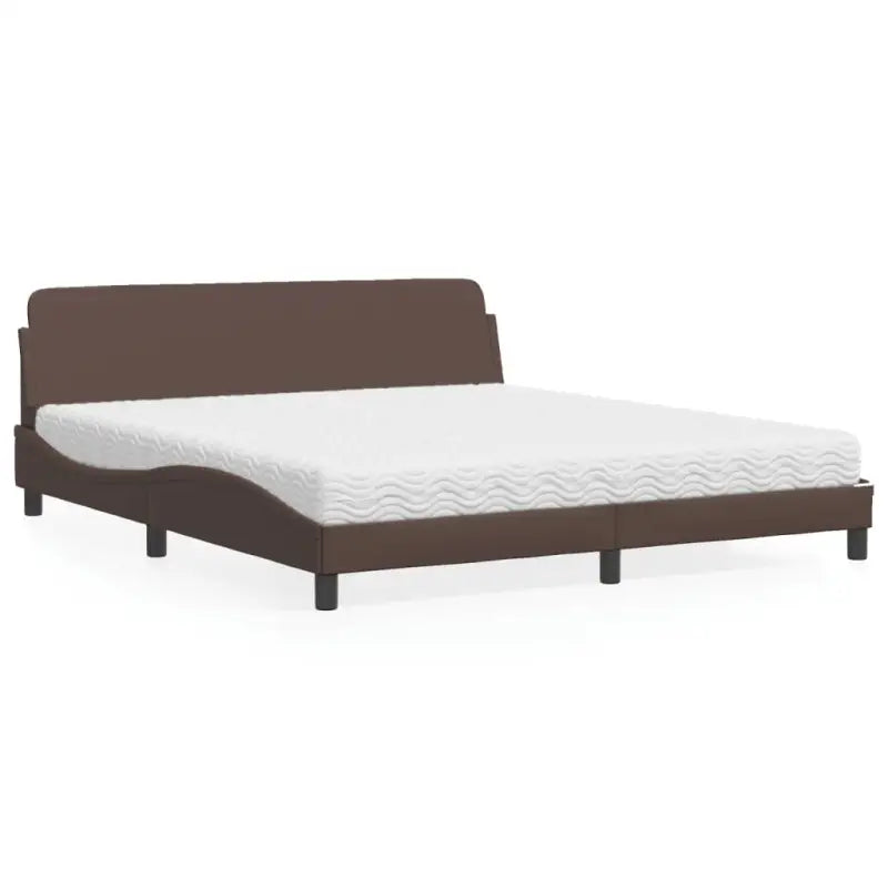 Slaap lekker met wit materiaal bed met multiplex lattenbodem en 22d PU-schuim - Bruin / 180 x 200 cm - Bedden &