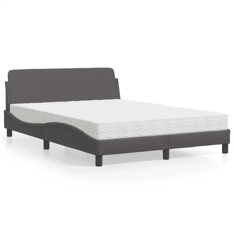 Slaap lekker met wit materiaal bed met multiplex lattenbodem en 22d PU-schuim - Grijs / 120 x 200 cm - Bedden &