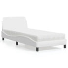 Slaap lekker met wit materiaal bed met multiplex lattenbodem en 22d PU-schuim - Wit / 90 x 200 cm - Bedden & bedframes